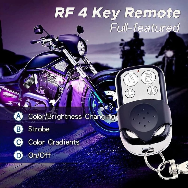 Motorcycle RGB LED Strip Light Under Glow Neon Kit With Bluetooth APP Control 6