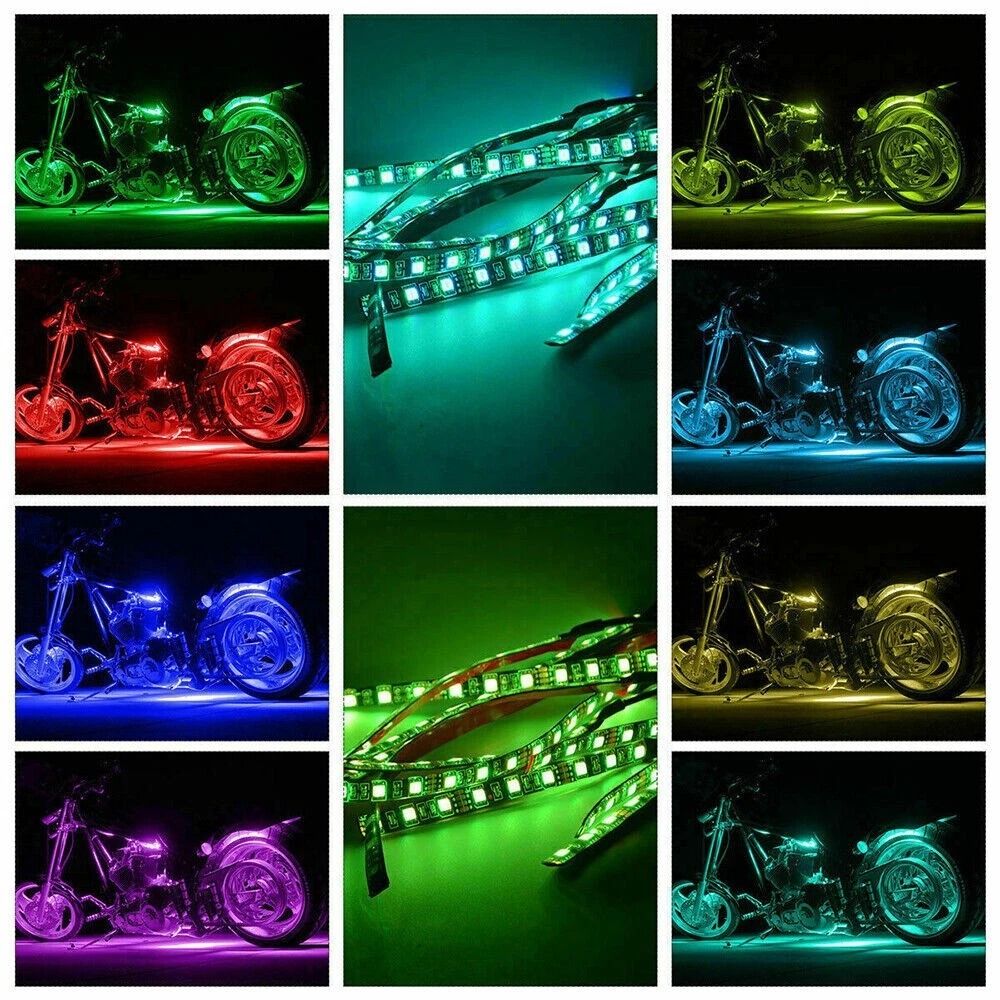 Motorcycle RGB LED Strip Light Under Glow Neon Kit With Bluetooth APP Control 7