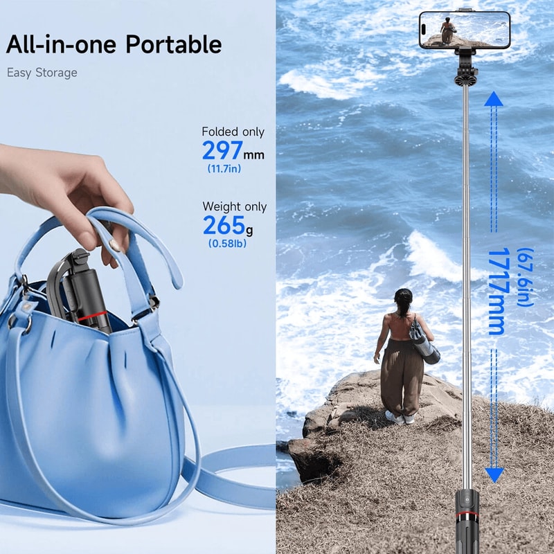 Extendable Selfie Stick Travel Tripod For Video Recording 1