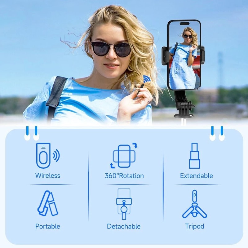 Extendable Selfie Stick Travel Tripod For Video Recording 3