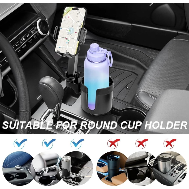Car Cup Holder Phone Mount Expander Adapter Adjustable For Large Bottles Smartphones 2