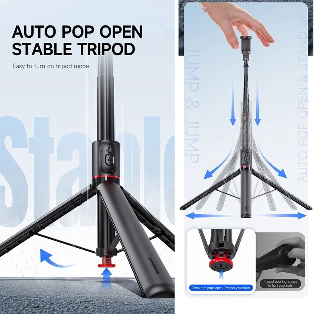 Automatic PopUp Phone Tripod Stand With Remote Adjustable Selfie Stick 5