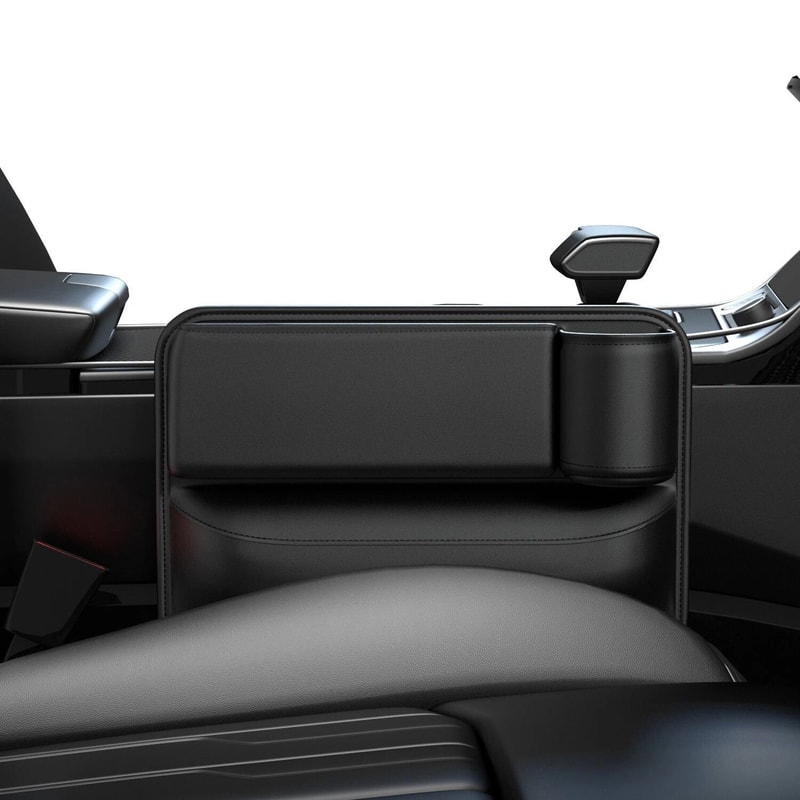 Leather Car Seat Gap Filler Organizer With Cup Holder Storage Bag 5