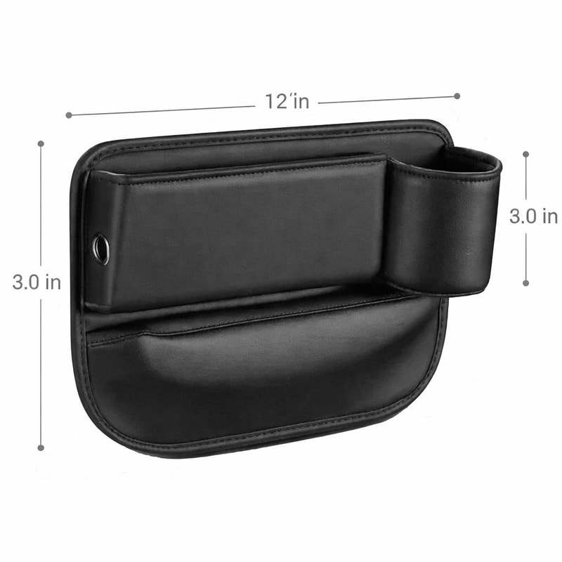 Leather Car Seat Gap Filler Organizer With Cup Holder Storage Bag 3
