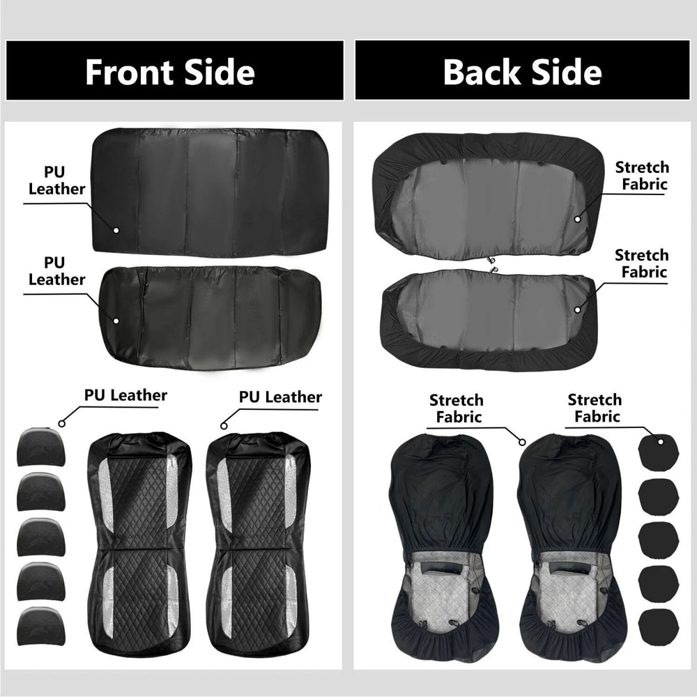 Diamond Leather Car Seat Covers Full Set Premium Bling Rhinestone Auto Seat Covers For Women 1