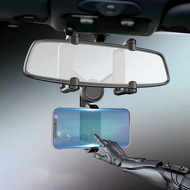 Car Rearview Mirror Phone Mount Holder For GPS HandsFree Driving Cradle 0