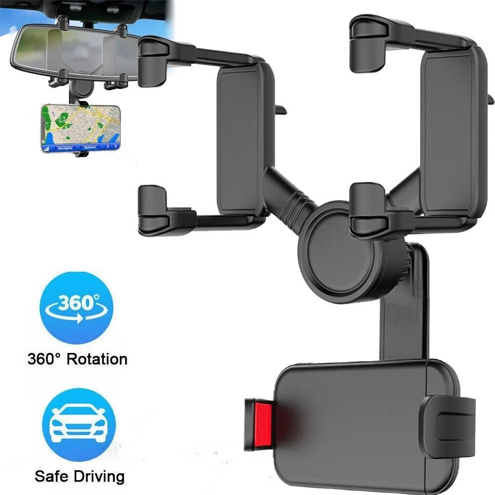 Car Rearview Mirror Phone Mount Holder For GPS HandsFree Driving Cradle 5