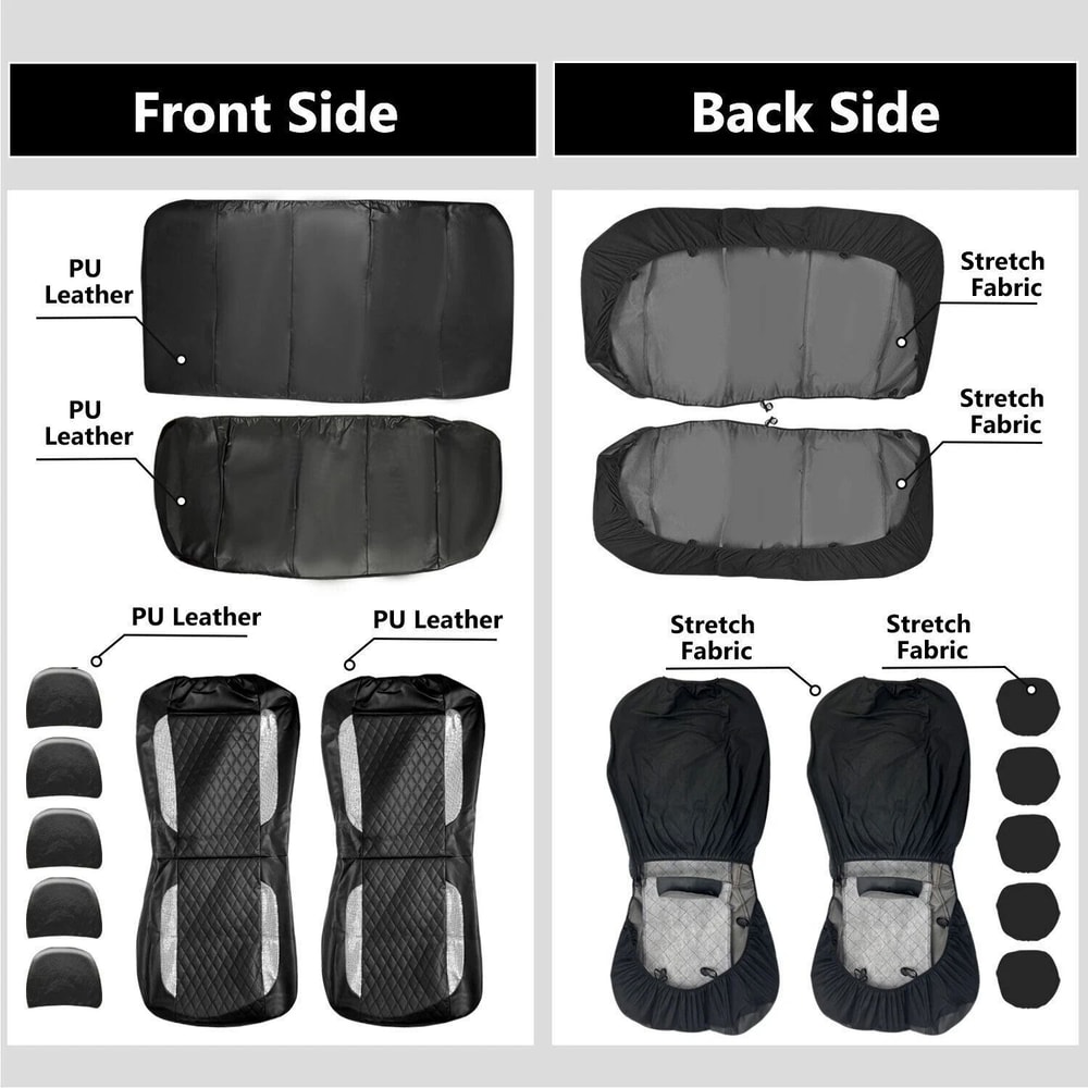 Leather Bling Car Seat Covers Full Set Premium Rhinestone Seat Covers For Women Vehicles Breathabl 8