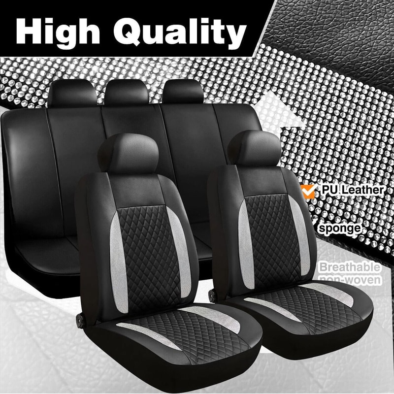 Leather Bling Car Seat Covers Full Set Premium Rhinestone Seat Covers For Women Vehicles Breathabl 15