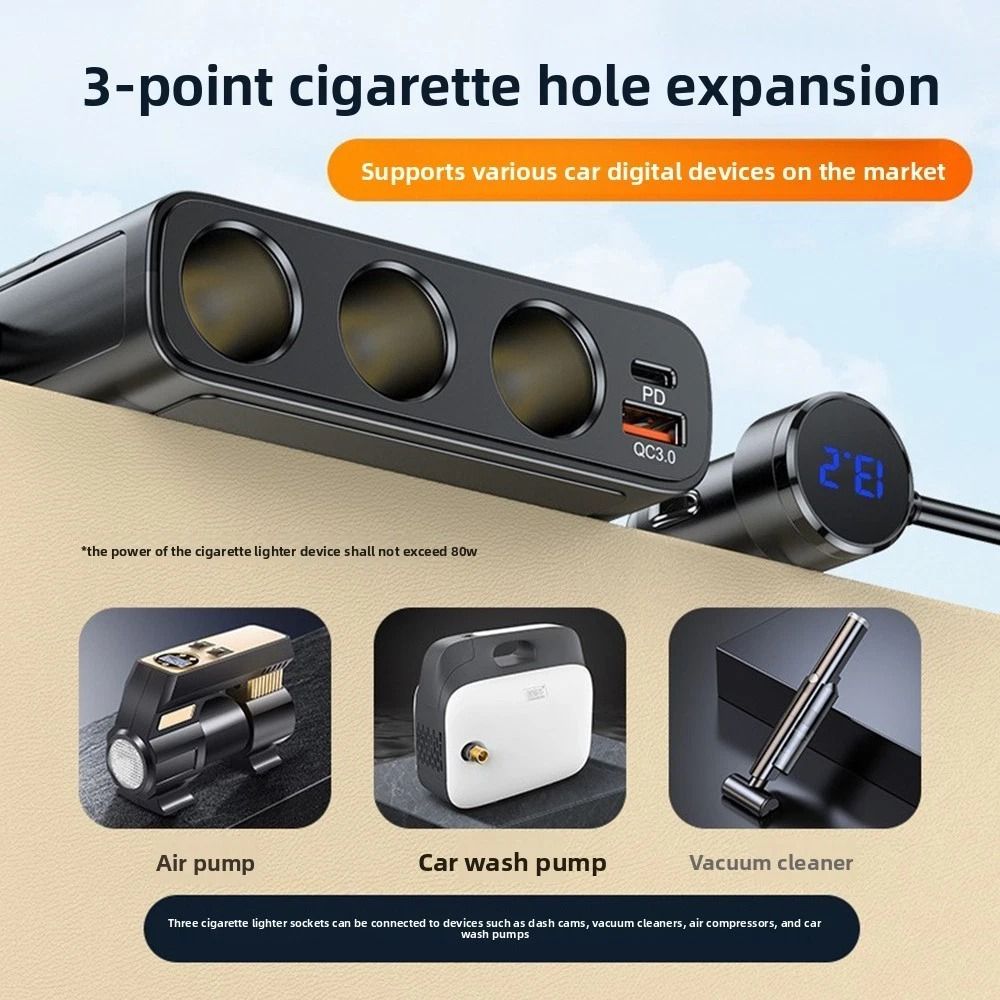 Cigarette Lighter Splitter Car Charger Adapter With Sockets And USB Ports For MultiDevice Charging 2