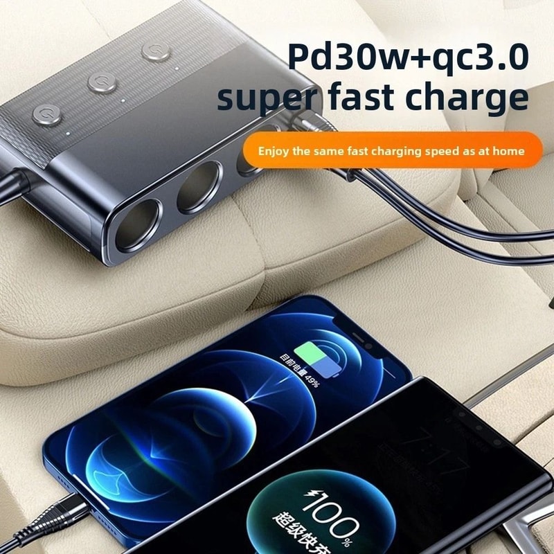 Cigarette Lighter Splitter Car Charger Adapter With Sockets And USB Ports For MultiDevice Charging 4