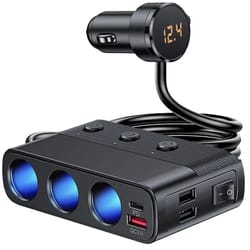 cigarette lighter splitter car charger adapter with sockets and usb ports for multi-device charging