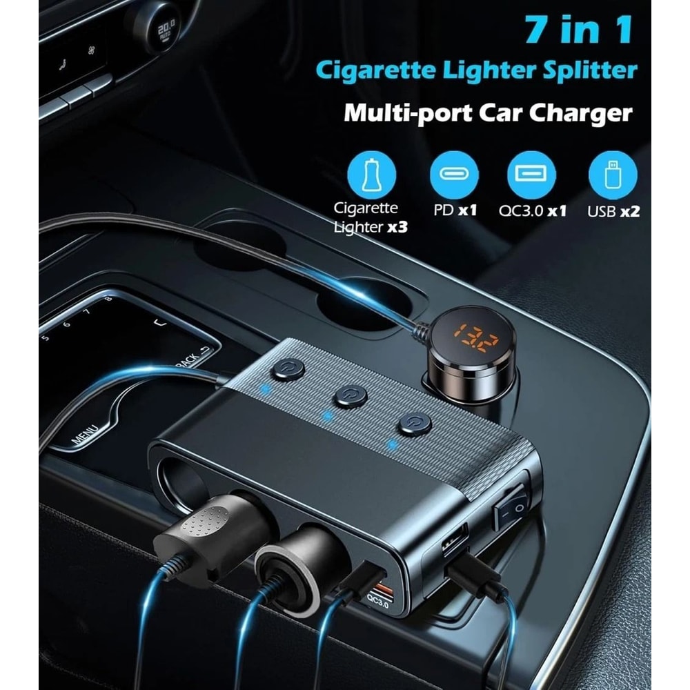 Cigarette Lighter Splitter Car Charger Adapter With Sockets And USB Ports For MultiDevice Charging 10