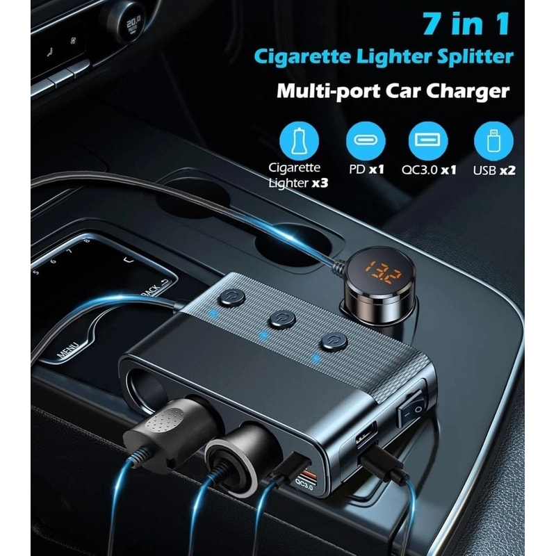 Cigarette Lighter Splitter Car Charger Adapter With Sockets And USB Ports For MultiDevice Charging 10