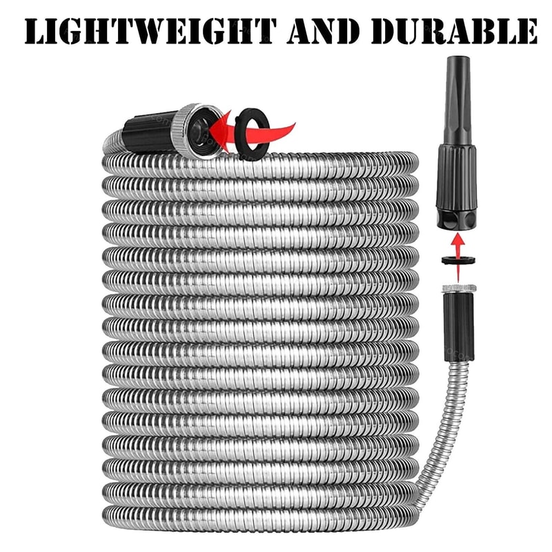 Stainless Steel Metal Garden Water Hose Kink Proof Flexible Heavy Duty For Lawn And Garden 2