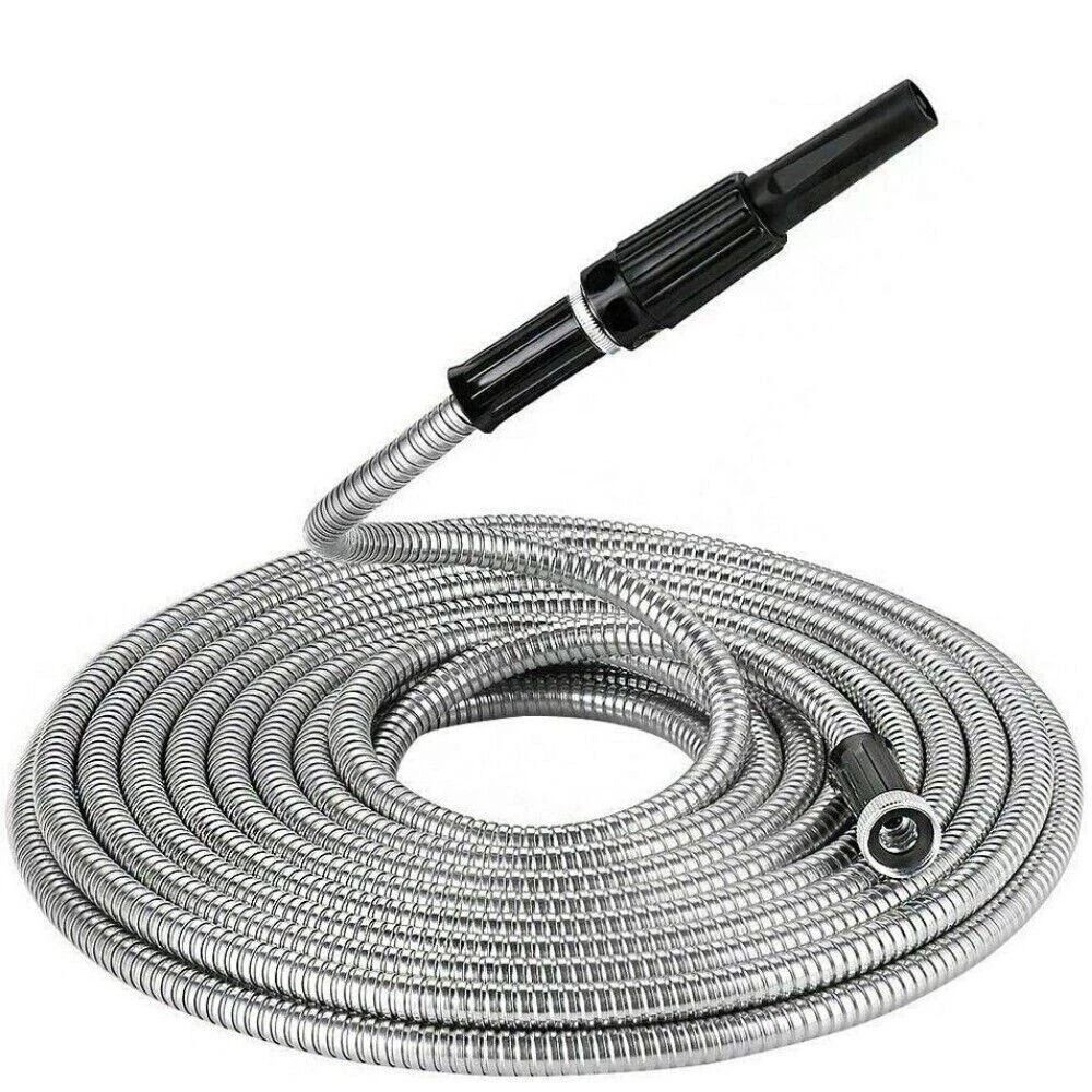 Stainless Steel Metal Garden Water Hose Kink Proof Flexible Heavy Duty For Lawn And Garden 4