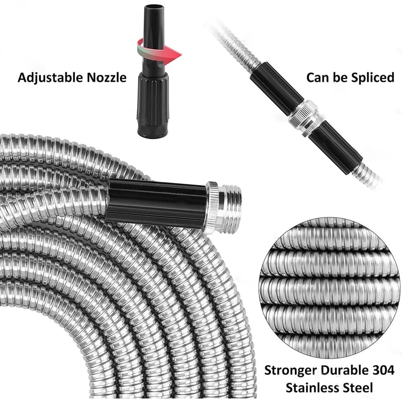 Stainless Steel Metal Garden Water Hose Kink Proof Flexible Heavy Duty For Lawn And Garden 5