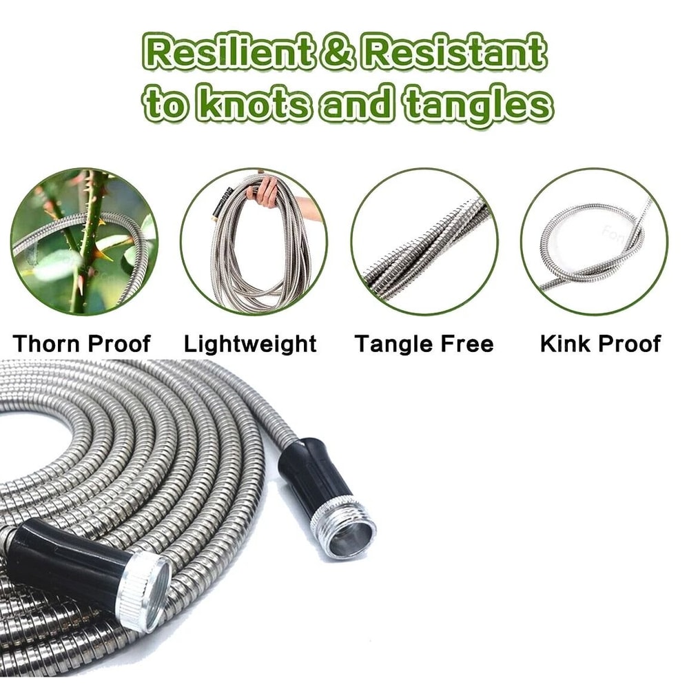 Stainless Steel Metal Garden Water Hose Kink Proof Flexible Heavy Duty For Lawn And Garden 7
