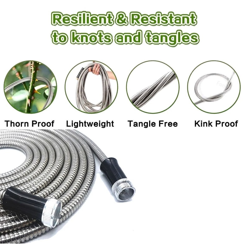 Stainless Steel Metal Garden Water Hose Kink Proof Flexible Heavy Duty For Lawn And Garden 7