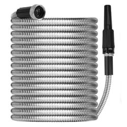 stainless steel metal garden water hose – kink proof, flexible, heavy duty for lawn and garden