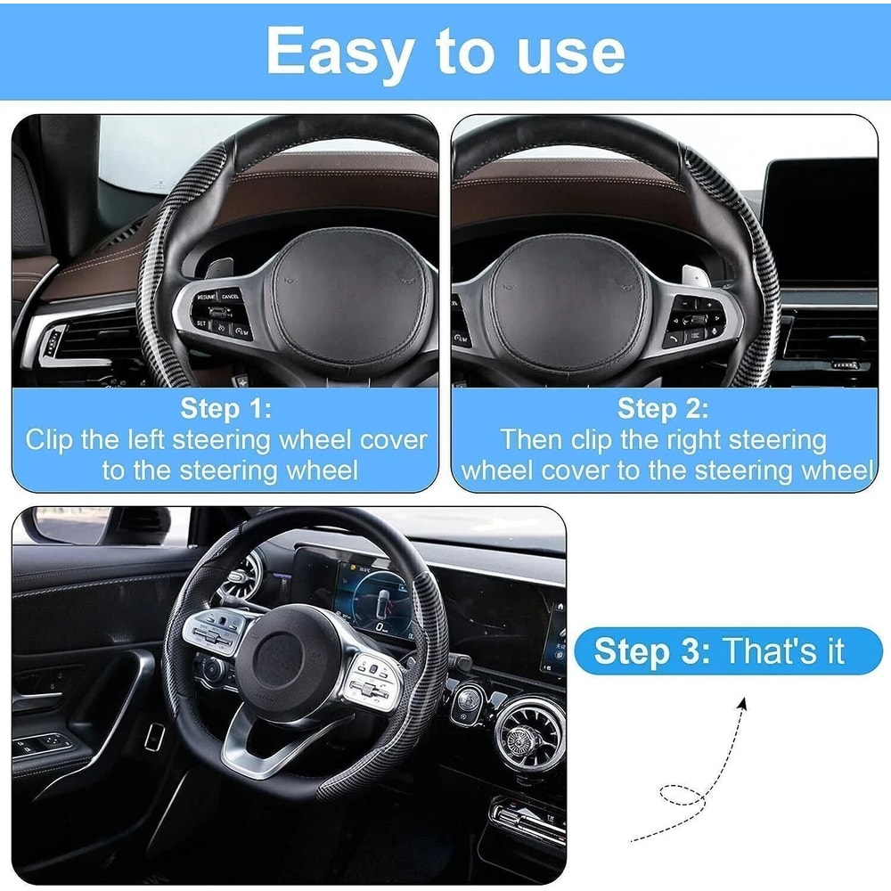 Carbon Fiber Steering Wheel Cover Premium Fit Easy Installation 3