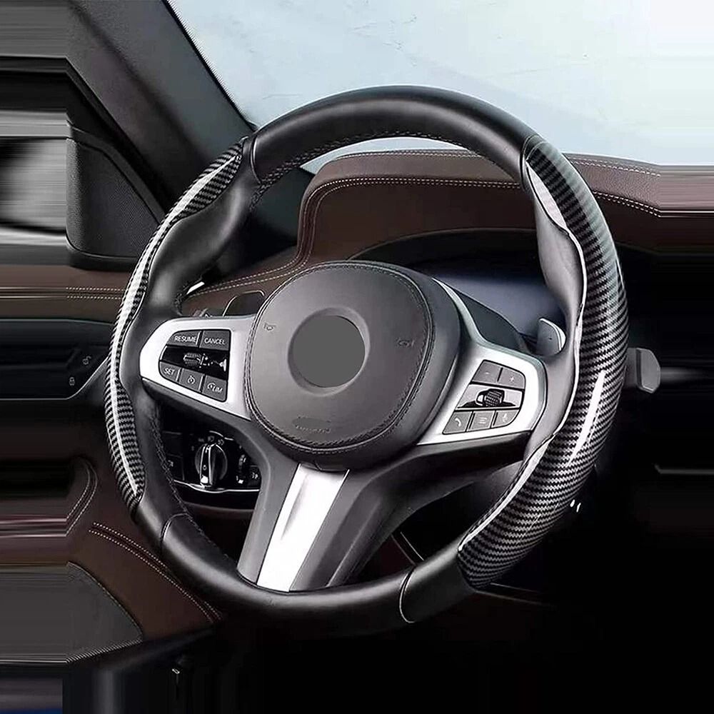 Carbon Fiber Steering Wheel Cover Premium Fit Easy Installation 0