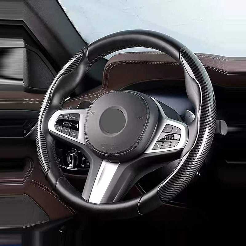 Carbon Fiber Steering Wheel Cover Premium Fit Easy Installation 0