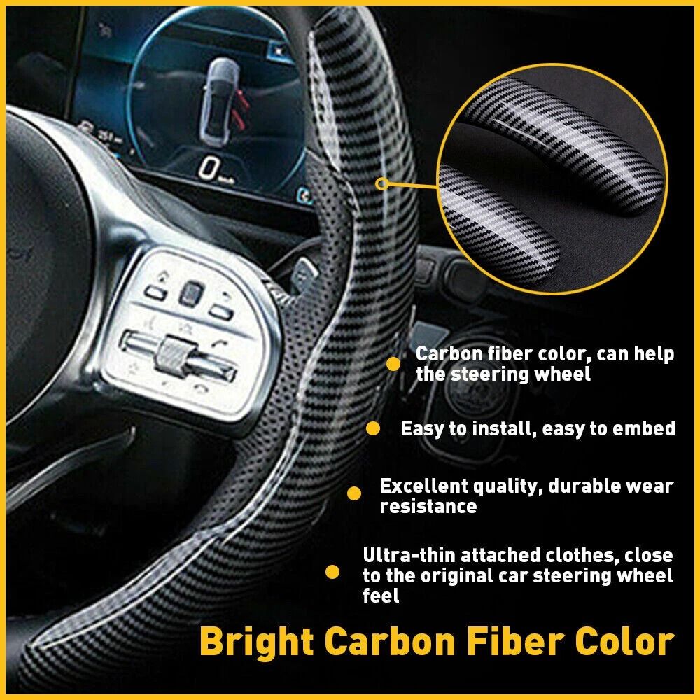 Carbon Fiber Steering Wheel Cover Premium Fit Easy Installation 5