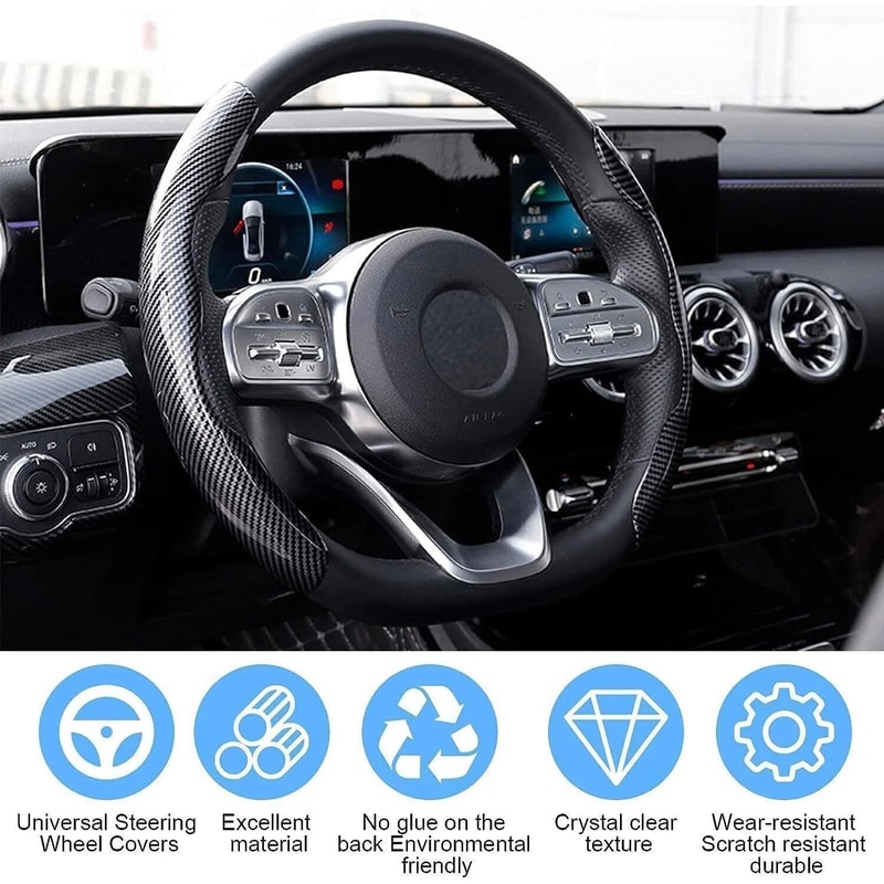 Carbon Fiber Steering Wheel Cover Premium Fit Easy Installation 1