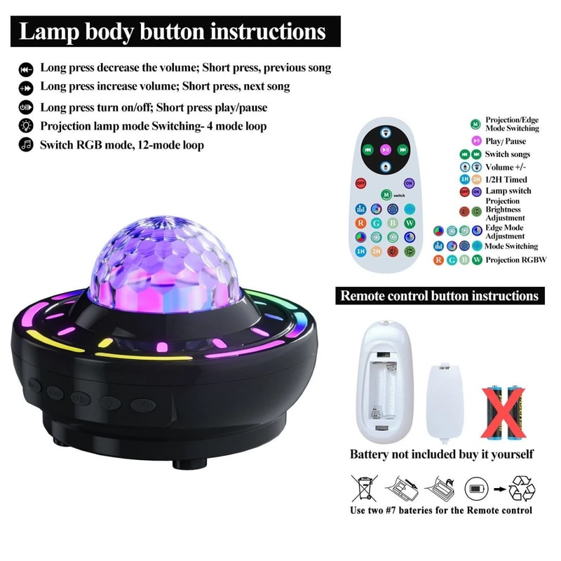 Star Projector Galaxy Night Light Bluetooth Speaker For Kids With Remote Control 10