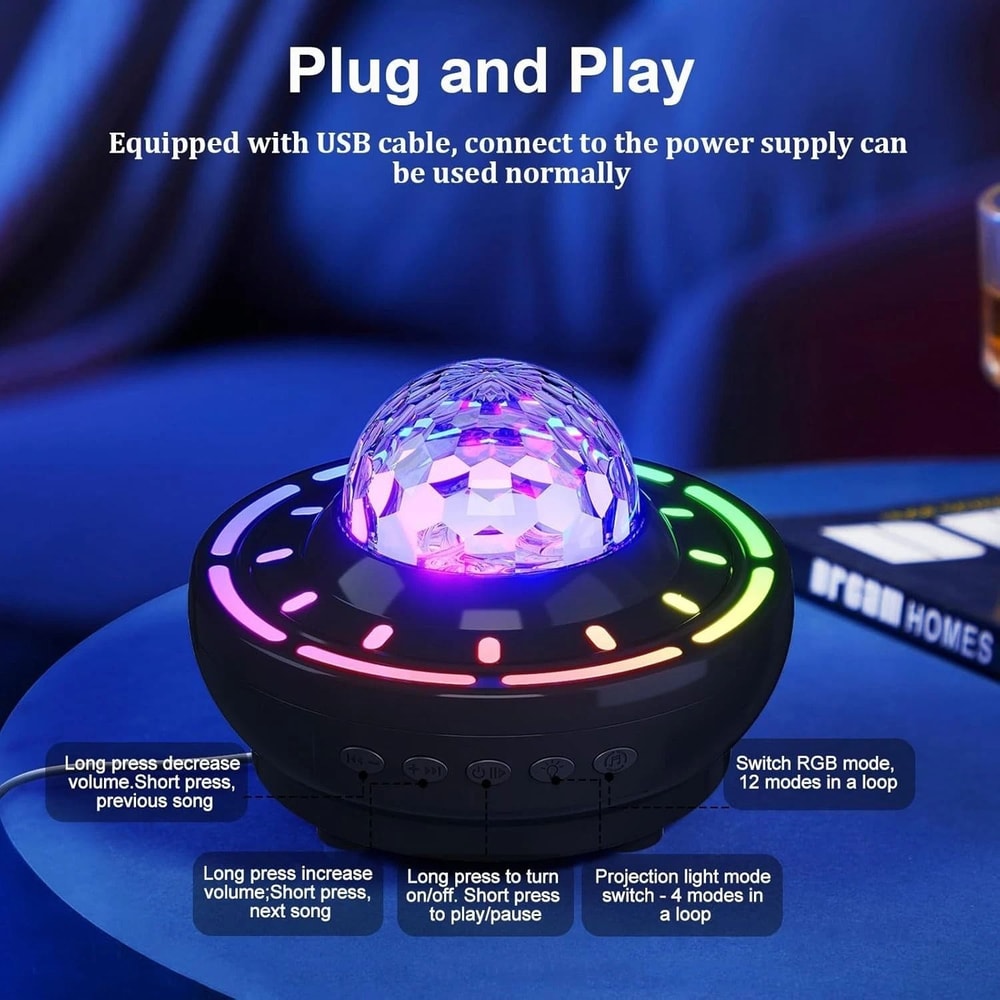 Star Projector Galaxy Night Light Bluetooth Speaker For Kids With Remote Control 8