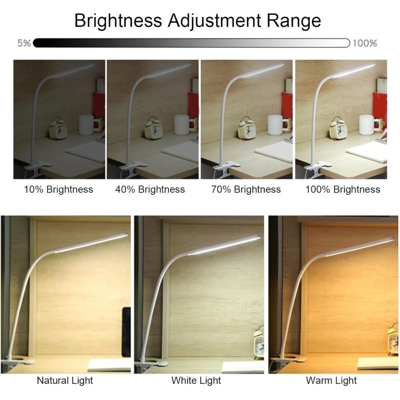LED Desk Lamp With Adjustable Neck Clamp EyeCaring Reading Light Perfect For Work Study 6