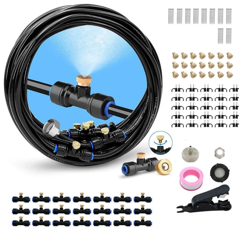 Outdoor Misting Cooling System For Patio Garden Fans Water Mister Cooler Set 9