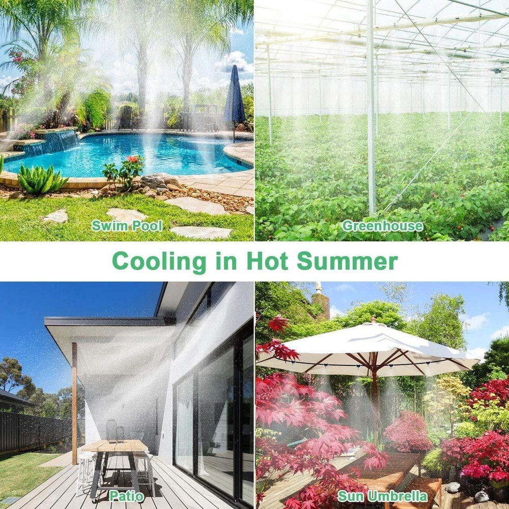 Outdoor Misting Cooling System For Patio Garden Fans Water Mister Cooler Set 3