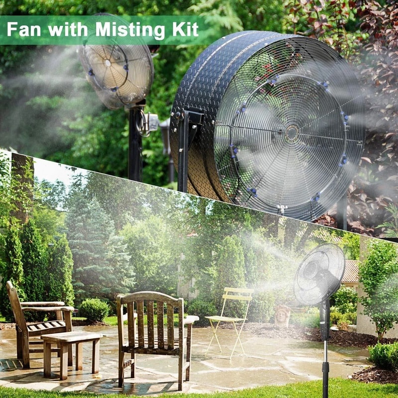 Outdoor Misting Cooling System For Patio Garden Fans Water Mister Cooler Set 4