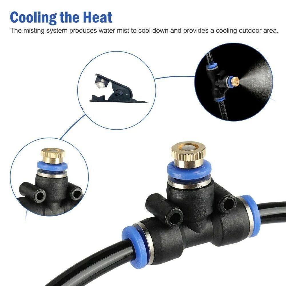 Outdoor Misting Cooling System For Patio Garden Fans Water Mister Cooler Set 7