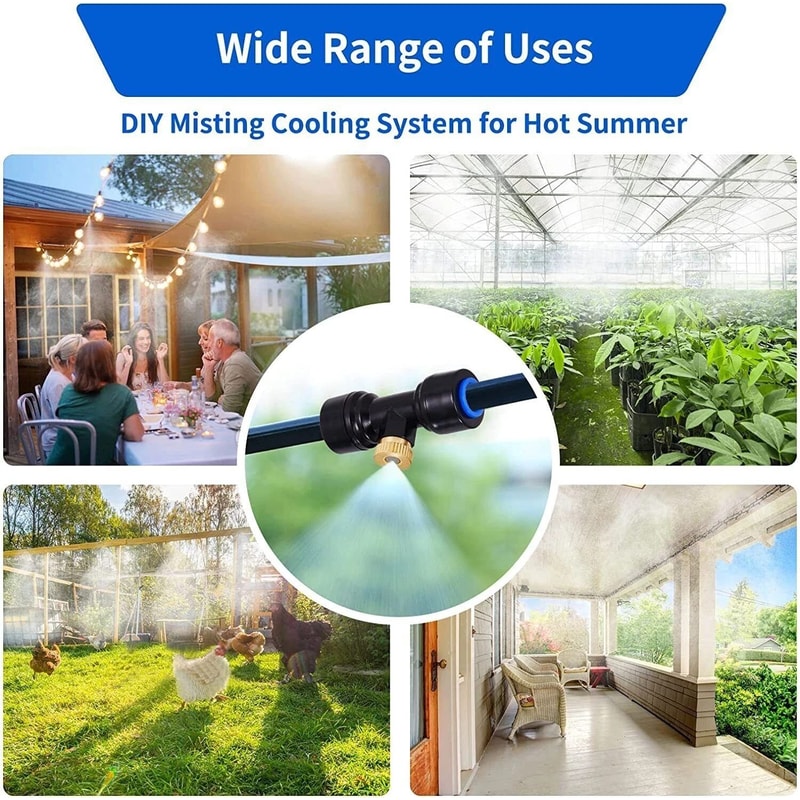 Outdoor Misting Cooling System For Patio Garden Fans Water Mister Cooler Set 8
