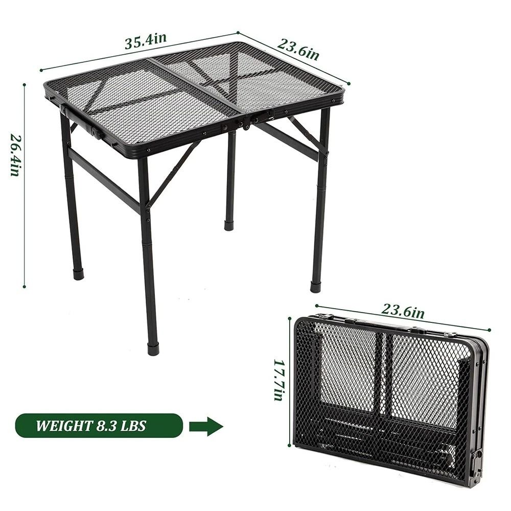 Adjustable Height Foldable Camping Table With Mesh Desktop Perfect For BBQs And Outdoor Adventures 8
