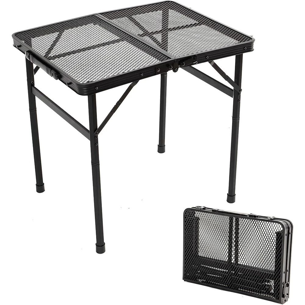 Adjustable Height Foldable Camping Table With Mesh Desktop Perfect For BBQs And Outdoor Adventures 9