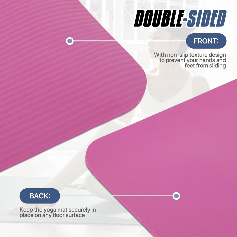 NonSlip Yoga Mat With Carry Strap Exercise Pilates Meditation Fitness Mat 4