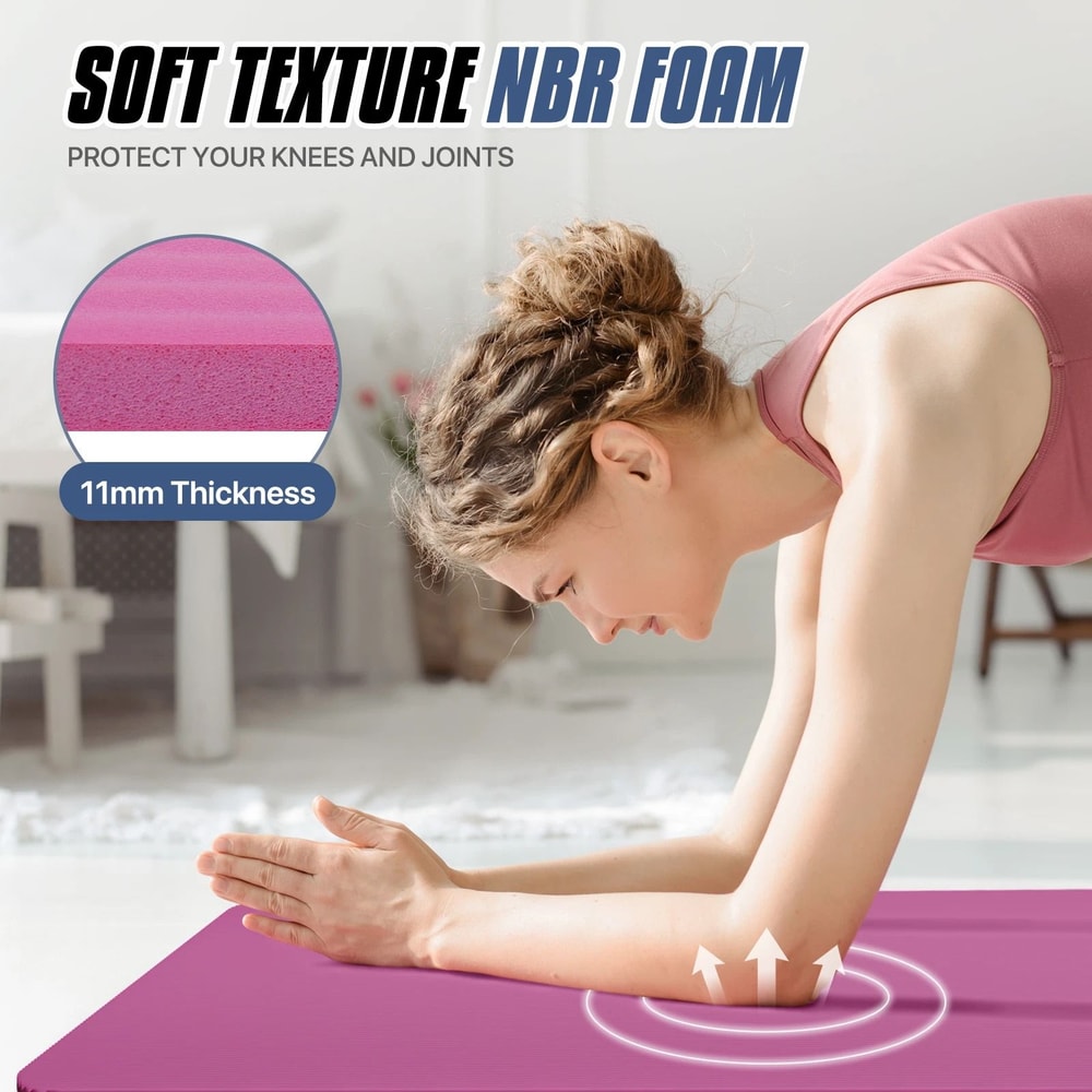 NonSlip Yoga Mat With Carry Strap Exercise Pilates Meditation Fitness Mat 5