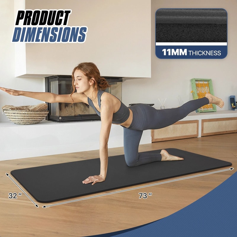 NonSlip Yoga Mat With Carry Strap Exercise Pilates Meditation Fitness Mat 2