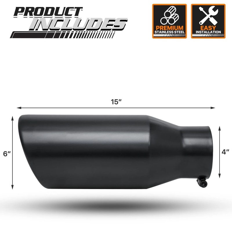 Black Stainless Steel Exhaust Pipe Tail End Matte Finish 7