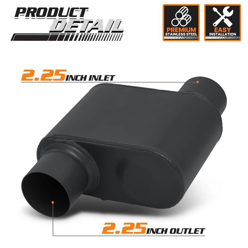 Offset Race Performance Chambered Exhaust Muffler High Flow Stainless Steel Matte Finish 8