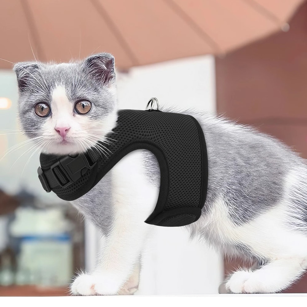 Adjustable EscapeProof Cat Harness Reflective Soft Mesh Walking Vest For Pet Comfort 0