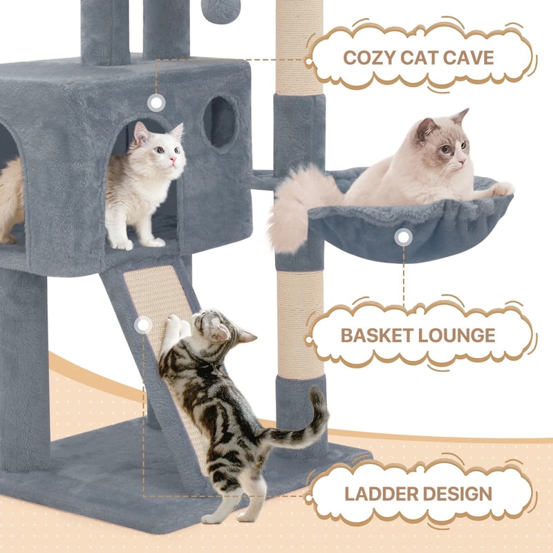 MultiLevel Cat Tree Activity Center With Scratching Posts Condo For Playful Kittens 3