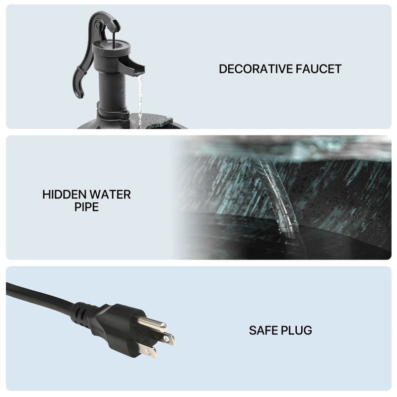 Bird Bath Pedestal Fountain Waterfall Outdoor Garden Patio Decor 2