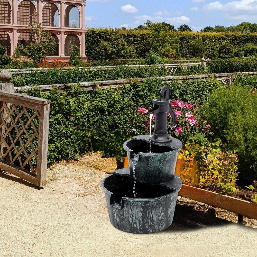 Bird Bath Pedestal Fountain Waterfall Outdoor Garden Patio Decor 3