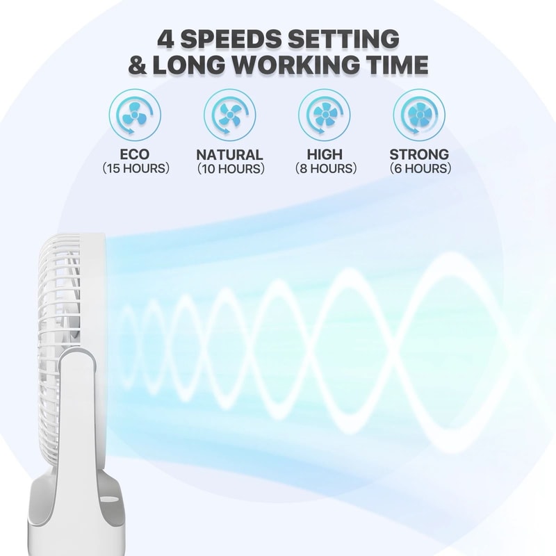 Portable Personal Desk Fan USB Rechargeable Hanging Hook 6