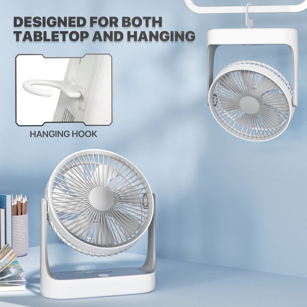 Portable Personal Desk Fan USB Rechargeable Hanging Hook 8